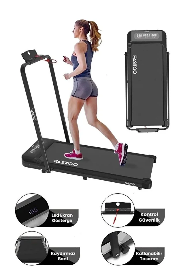 FASTGO 2 In 1 Uzaktan Kumandalı Ekranlı Portatif Yürüyüş Ve Koşu Bandı 12 Km Hız Mz-902